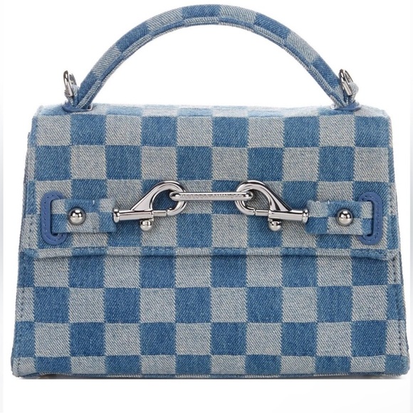 Rebecca Minkoff Lou Top Handle Denim Crossbody Bag in Light Blue/Dark Blue NWOT - Picture 4 of 9